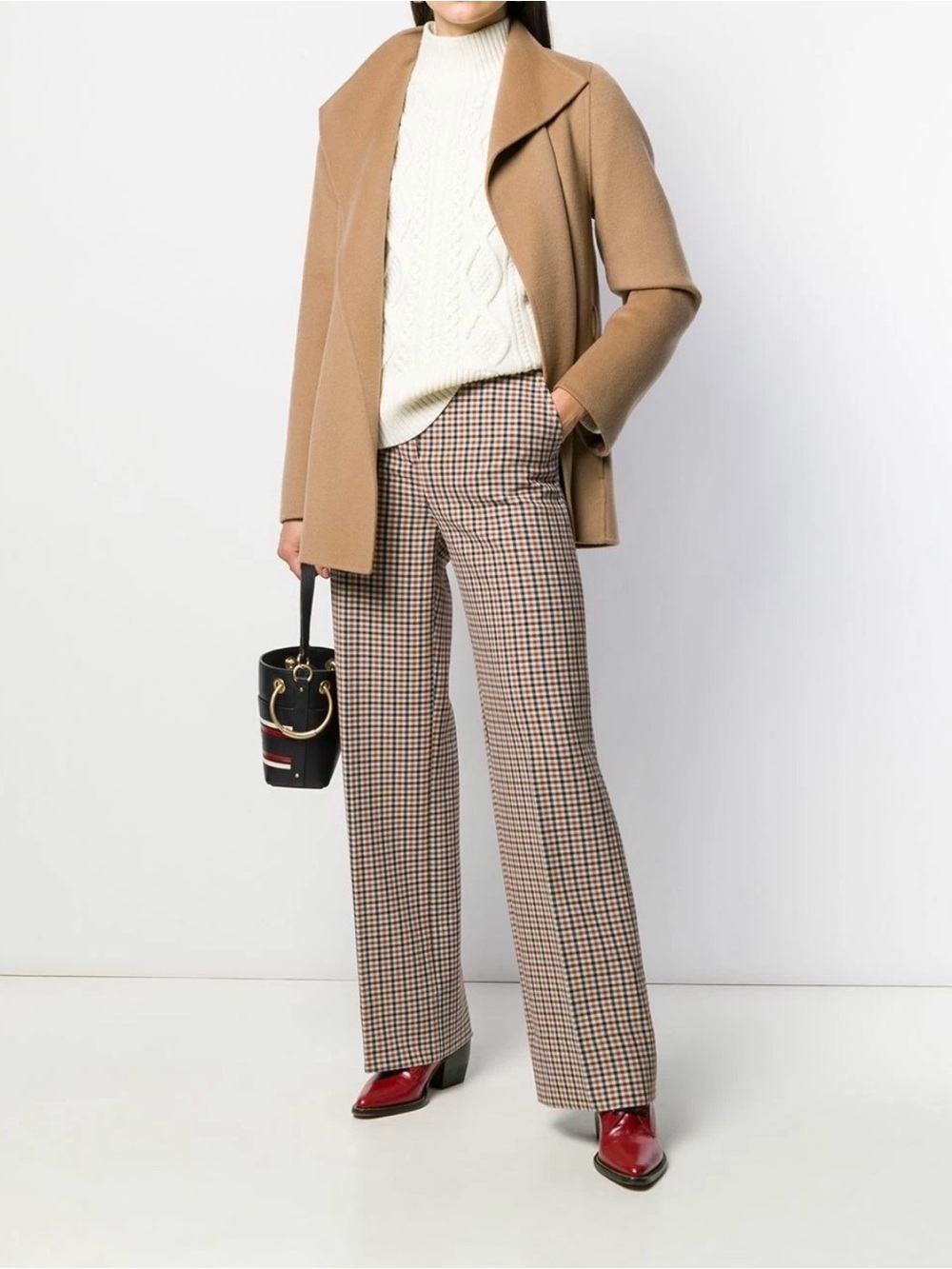 Tory Burch Plaid trouser in Brown and Black
